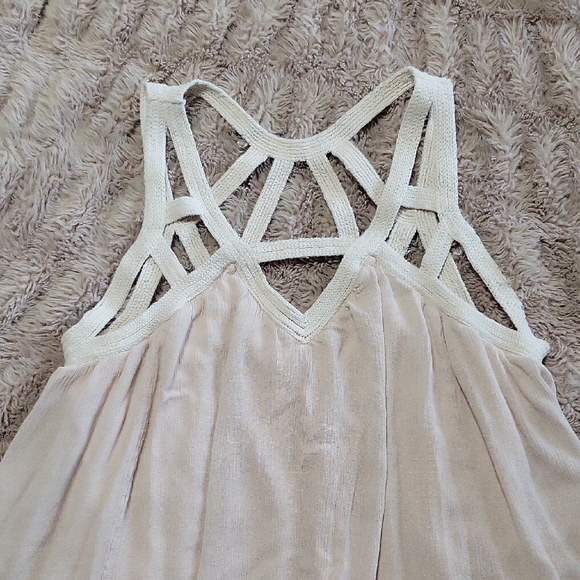 Entro Cream Sleeveless Dress Crochet Dress Sz Large - Picture 2 of 7